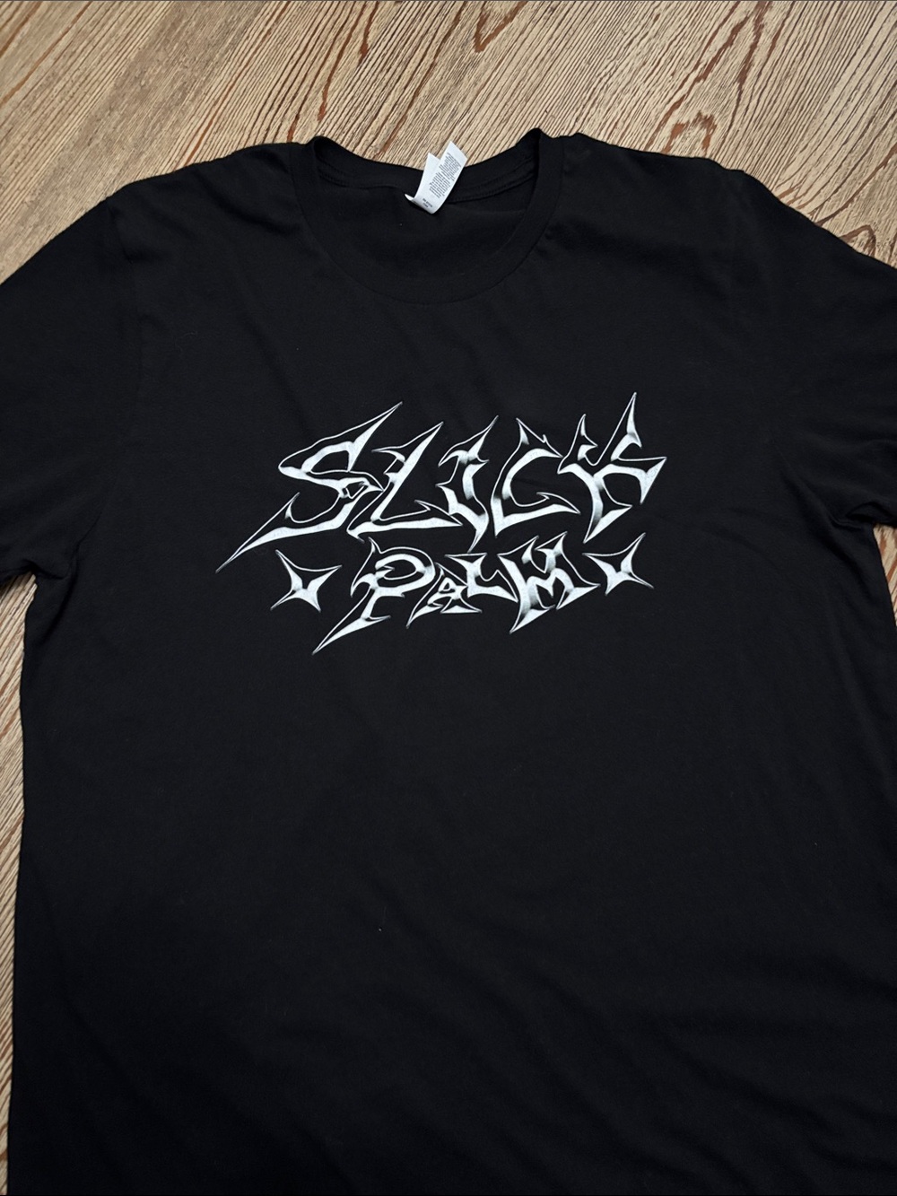 Slick Palm Band Black Graphic Tee with White Logo